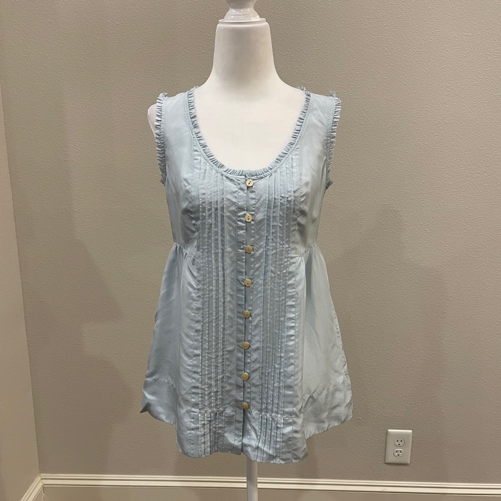 NWT Banana Republic powder blue silk babydoll blouse